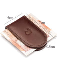 Leather Magnetic Money Clip, brown, dimensions