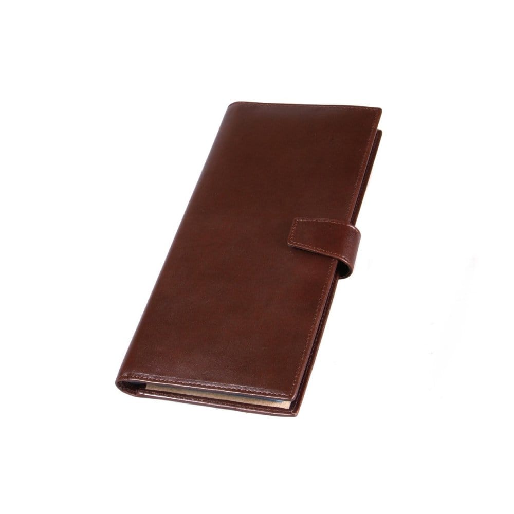 Leather multiple business card wallet, brown, front