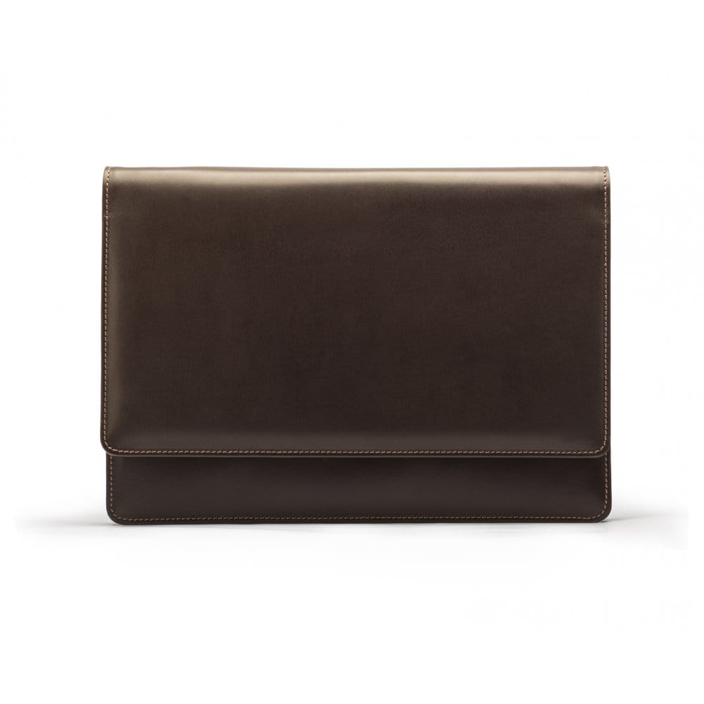 Small leather A4 portfolio case, brown, front