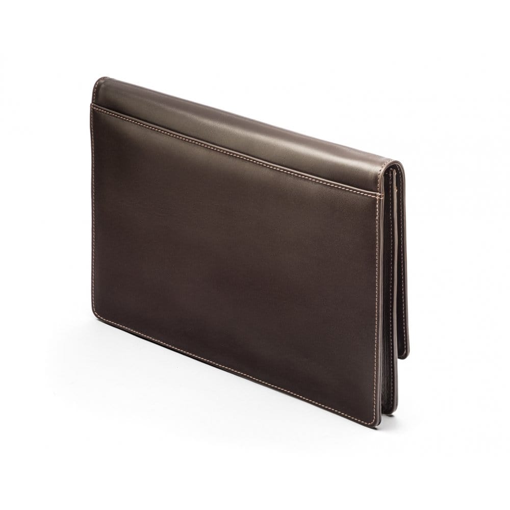 Small leather A4 portfolio case, brown, back