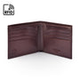 RFID leather wallet for men, brown, open view
