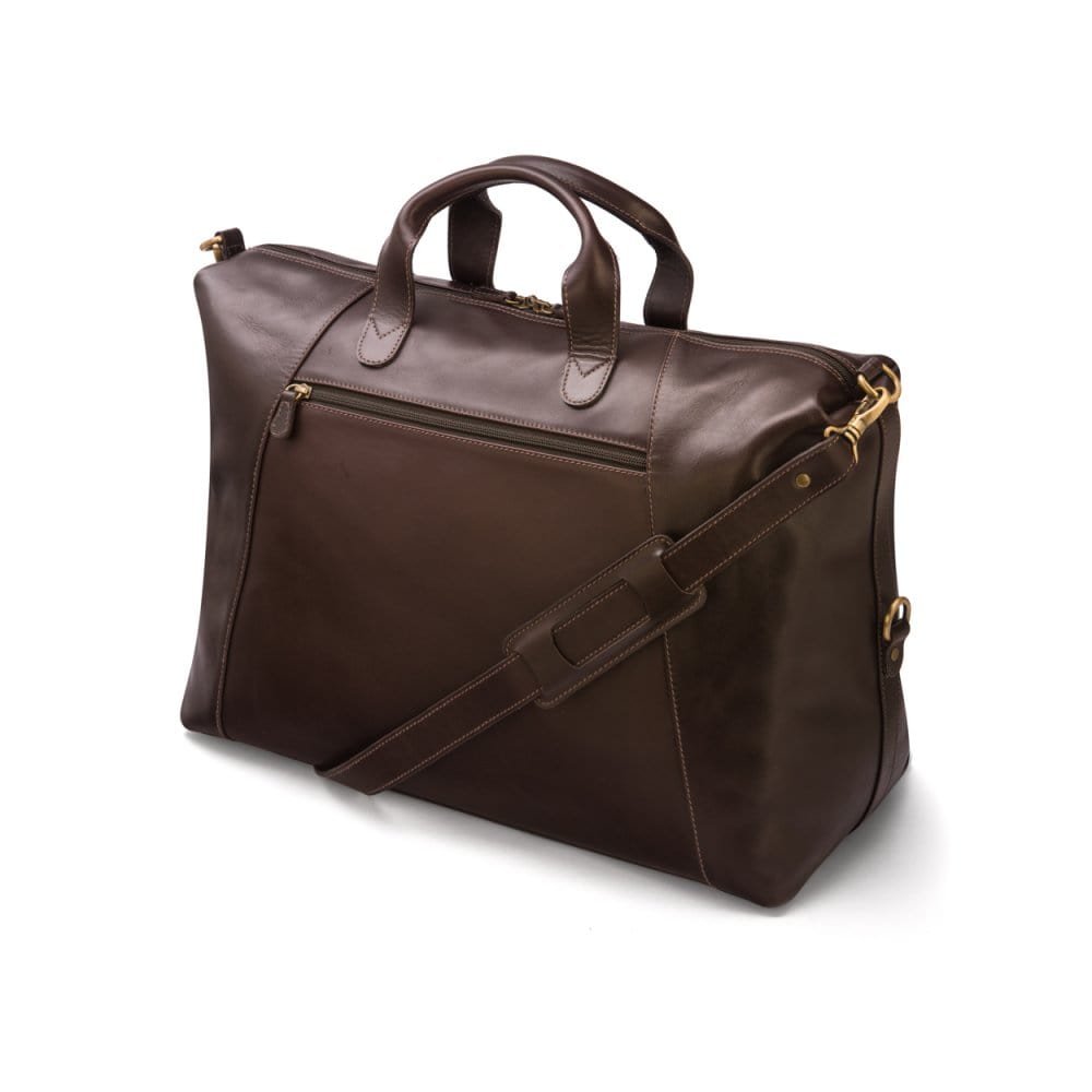 Leather holdall, brown, side