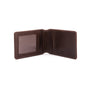 Leather travel card wallet, brown, open