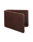 Leather travel card wallet, brown, front