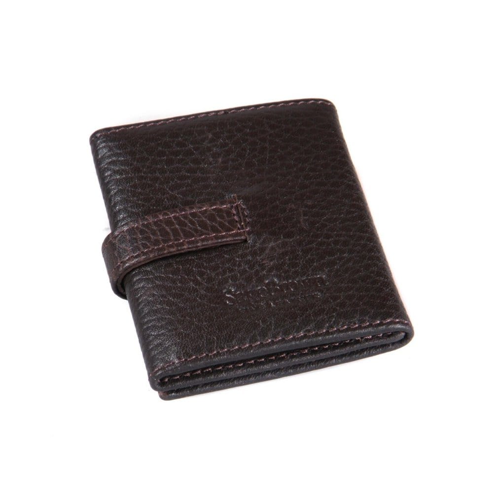 Mini leather trifold photo frame, brown, 60 x 40mm, back