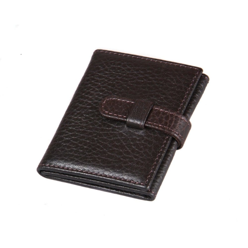 Mini leather trifold photo frame, brown, 60 x 40mm, front