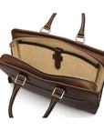 Leather 13" laptop bag, brown, inside