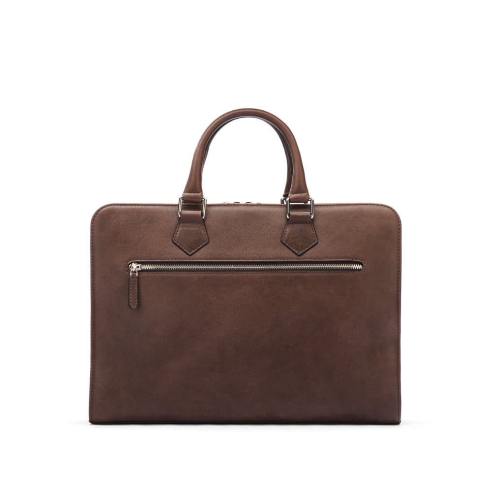 Leather 13&quot; laptop bag, brown, back