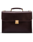 Brown Leather Wall Street Briefcase With Combination Lock