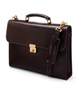 Brown Leather Wall Street Briefcase With Combination Lock