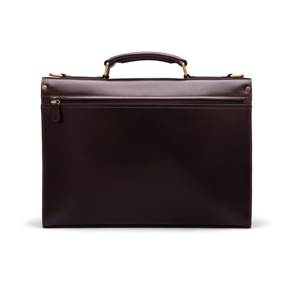 Brown Leather Wall Street Briefcase With Combination Lock