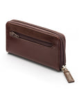 Leather zip around key case, brown, back