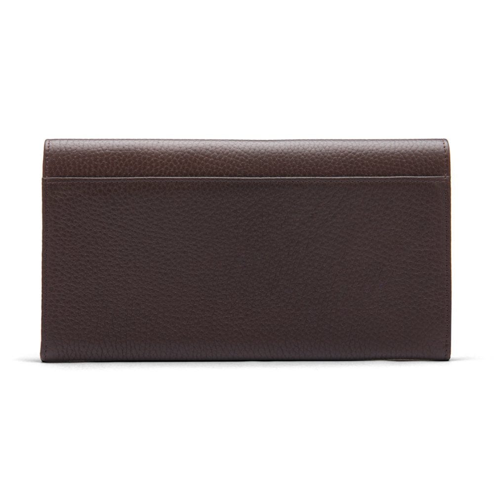 Luxury leather travel wallet, brown, back