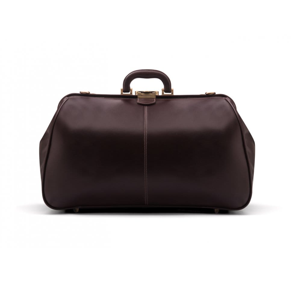 Leather Gladstone holdall, brown, front