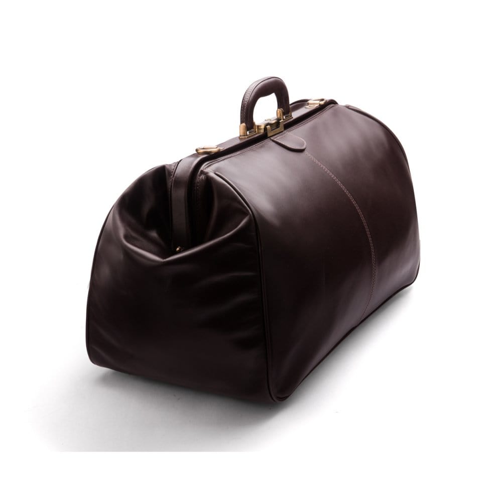Leather Gladstone holdall, brown, side