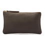 Medium leather makeup bag, brown, front