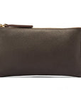 Medium leather makeup bag, brown, front