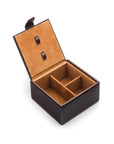 Men's leather accessory box, brown, inside