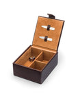 Men's leather accessory box, brown, open