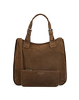 Megan Nubuck Hobo Handbag - Brown