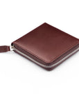 Men's leather zip wallet with coin purse, brown, front