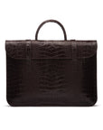 Leather music bag, brown croc, front