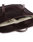 Leather music bag, brown croc, inside