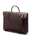 Leather music bag, brown croc, side