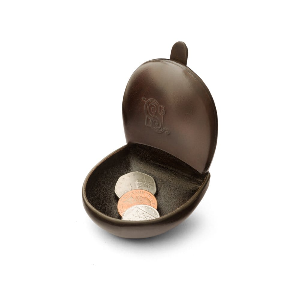 Moulded Compact Coin Purse - Brown