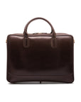 Leather laptop bag, brown, 17 inch, front