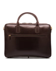 Leather laptop bag, brown, 17 inch, back