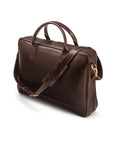 Leather laptop bag, brown, 17 inch, side