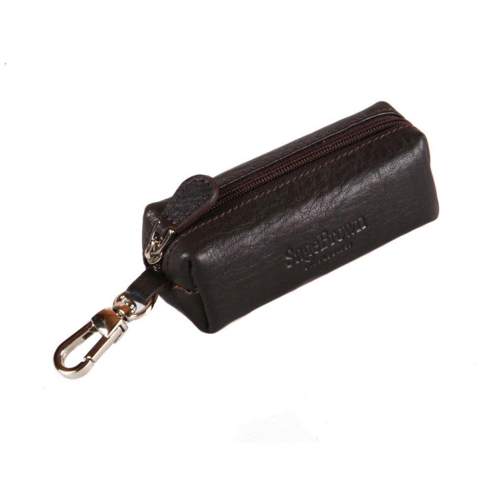 Brown Rectangular Leather Key Case
