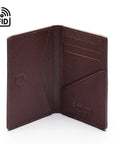 RFID bifold credit card holder, brown saffiano, inside view