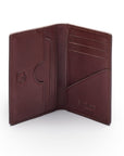 Leather card holder with RFID protection, brown, open