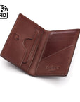 Leather card holder with RFID protection, brown, inside