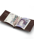 Brown Compact Leather Wallet With Money Clip