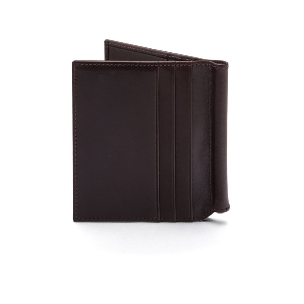 Brown Compact Leather Money Clip Wallet