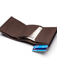 RFID wallet with pop-up credit card case, brown, open view