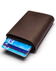 RFID wallet with pop-up credit card case, brown, back view