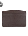 RFID Flat Leather Card Holder, brown saffiano, front view