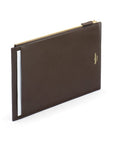 Leather travel document and currency case, brown, back