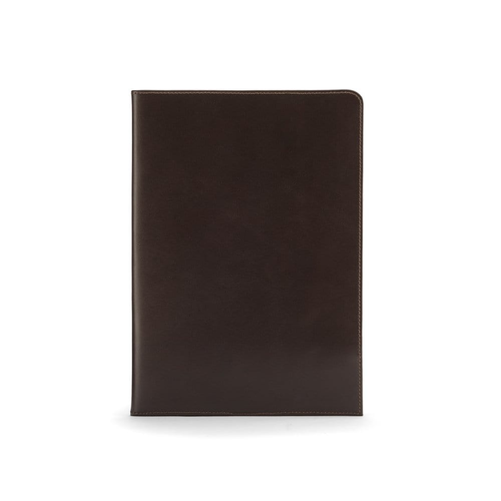 Simple leather document folder, brown, front