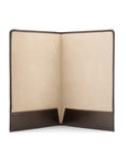 Simple leather document folder, brown, open