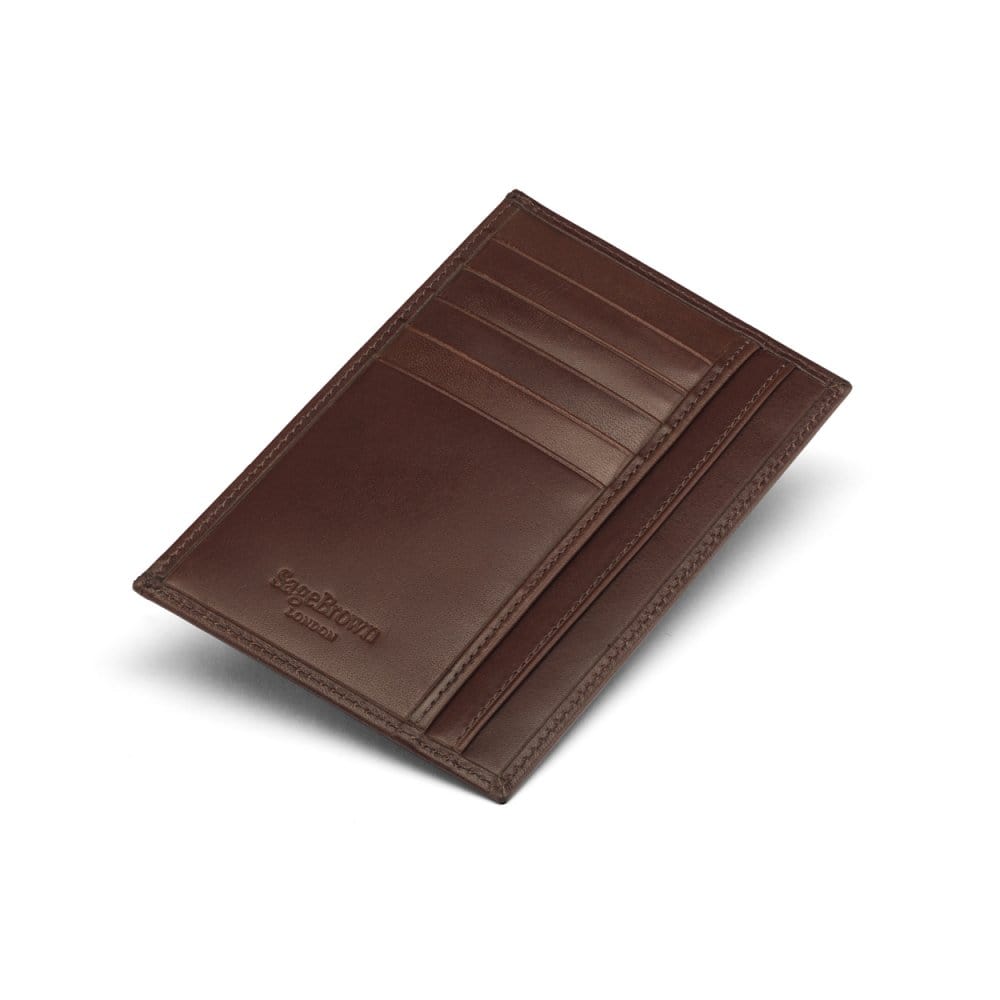 Brown Slim Flat Leather Pocket Jotter Card Wallet
