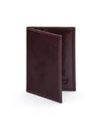 RFID leather credit card wallet, brown, front