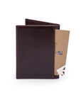 RFID leather credit card wallet, brown, back