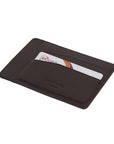 Flat leather credit card holder, brown, back view