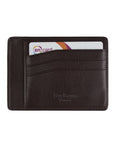 Flat leather credit card holder, brown, back