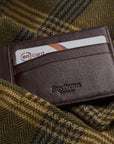 Flat leather credit card holder, brown, lifestyle